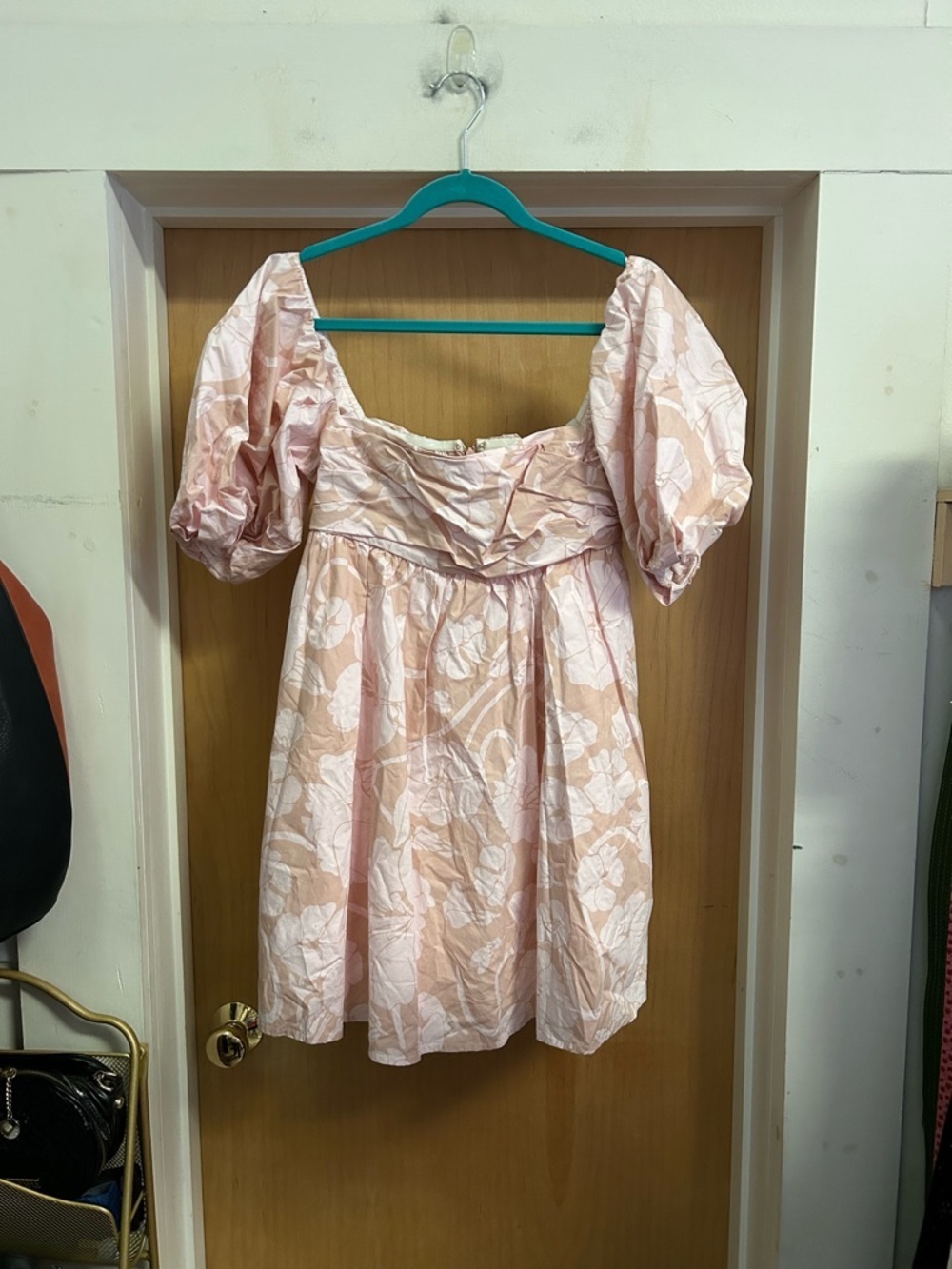 J Crew Collection Pink and White Puff Sleeve Babydoll Floral Dress - size 6